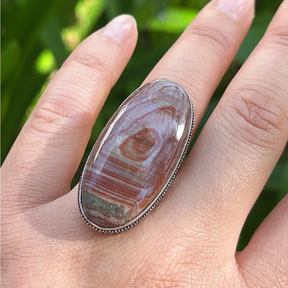 Size 6.75 925 silver‎ plated dolomite ring